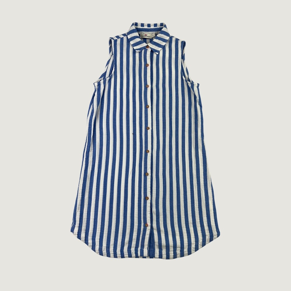 Vineyard Vines Womens Sleeveless Seersucker Striped Midi Shirt Dress Size XS